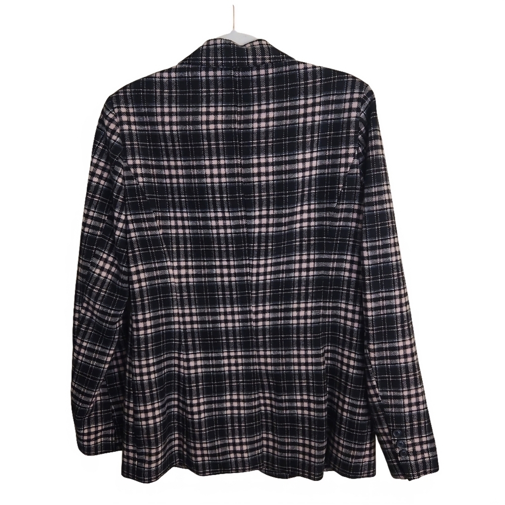 Chadwicks Of Boston Pink Black Plaid Wool Blend Dark Academia Blazer Size 10T - Picture 2 of 8